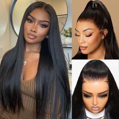 Silky Straight 6x4 Pre Cut Put On and Go Glueless Lace Wig Pre Plucked Human Hair