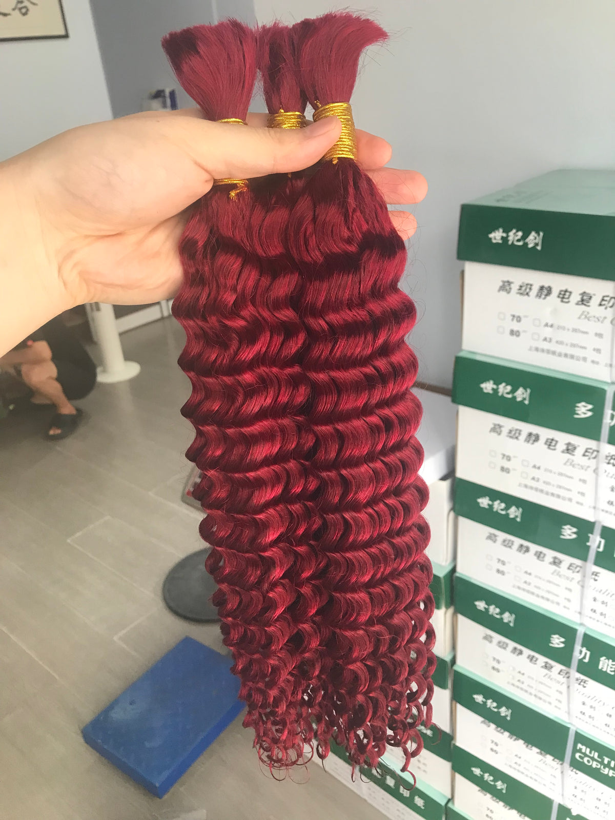 Best Beauty Hair 11A Deep Wave Burgundy Color Bulk Braiding Human Hair Extension