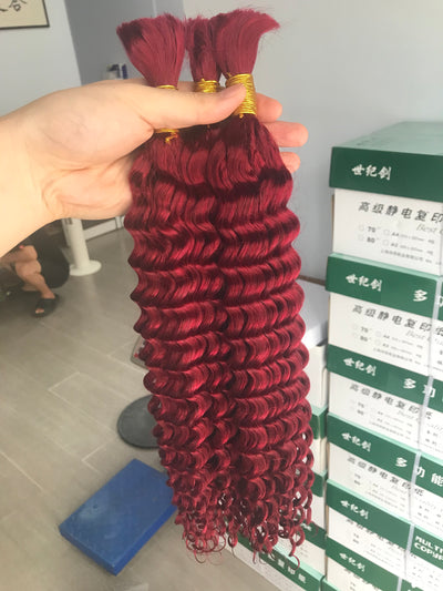 Best Beauty Hair 11A Deep Wave Burgundy Color Bulk Braiding Human Hair Extension