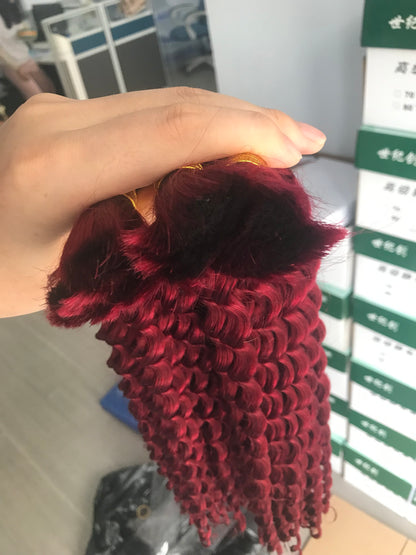 Best Beauty Hair 11A Deep Wave Burgundy Color Bulk Braiding Human Hair Extension