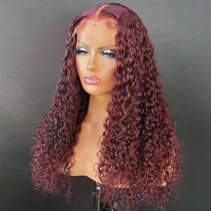 Best Beauty Hair 4x4 Transparent Lace Closure Wig Jerry Curl 99J Color Human Hair