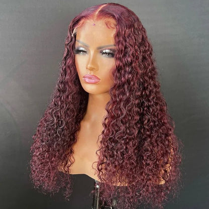 Best Beauty Hair 4x4 Transparent Lace Closure Wig Jerry Curl 99J Color Human Hair