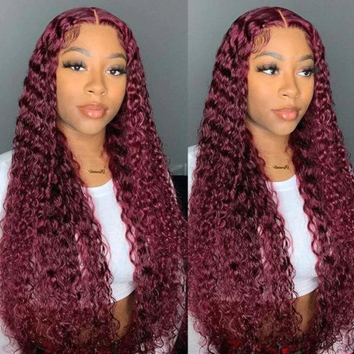 99J Color 5x5 Transparent Lace Closure Wig Jerry Curly Human Hair