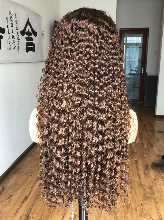 Best Beauty Hair Chocolate Brown Color Lace Frontal Wig Jerry Curl Human Hair