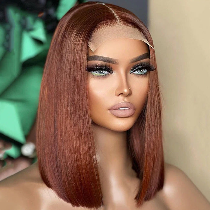 Best Beauty Hair Brown Color Short Bob Lace Wig Pre Plucked Human Hair