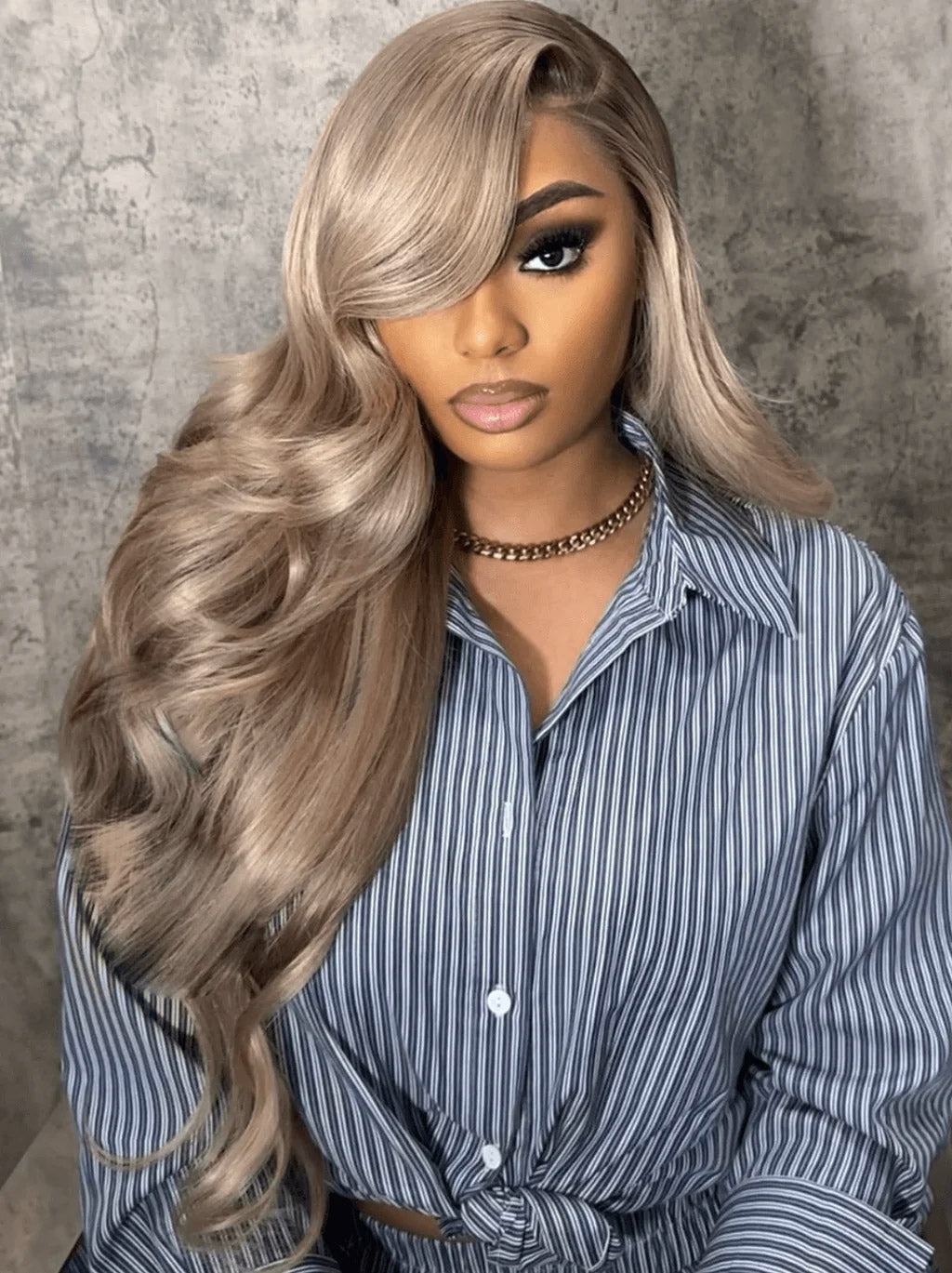 Best Beauty Hair Customized Ash Brown Gray Color 13x4 Frontal Wig Body Wave Human Hair
