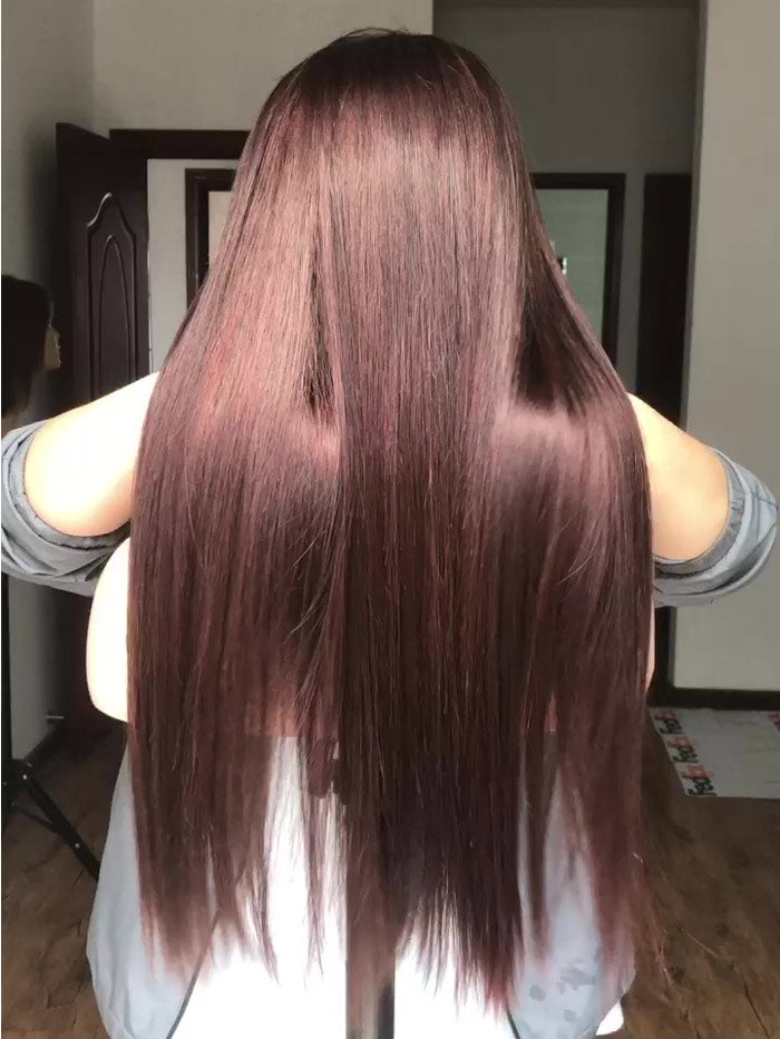 Best Beauty Hair Customized Auburn Brown Color Lace Closure Wig Human Hair