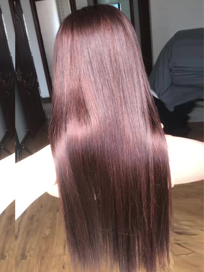 Best Beauty Hair Customized Auburn Brown Color Lace Closure Wig Human Hair