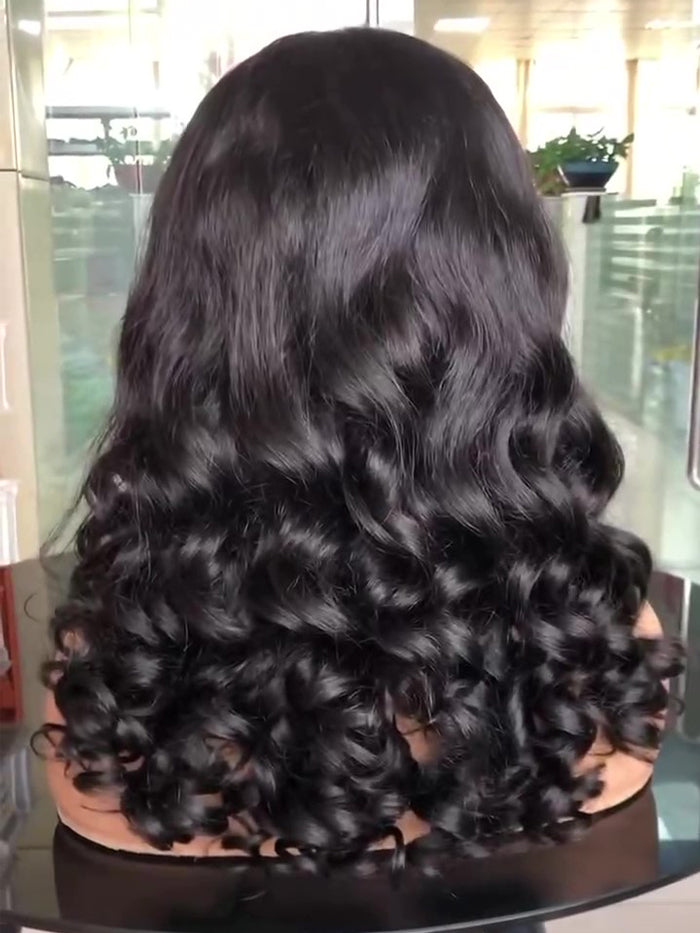 Best Beauty Hair Customized Half Spiral Loose Curl Lace Closure Wig Human Hair