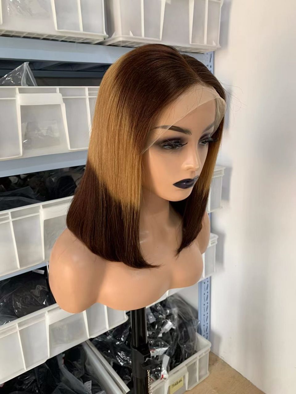 Best Beauty Hair Customized Lace Frontal Bob Wig Human Hair Ombre Brown Color