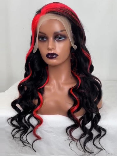 Best Beauty Hair Customized Money Piece Pink Color Lace Frontal Wig