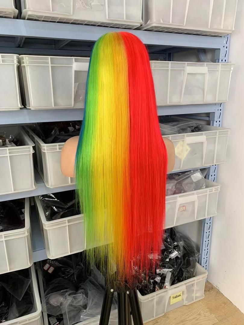 Best Beauty Hair Customized Rainbow Colors Lace Front Wig Human Hair