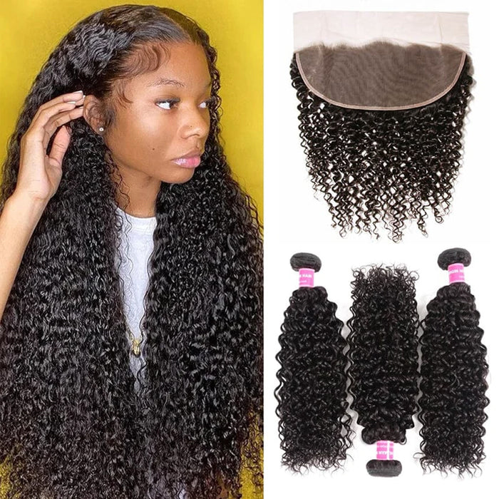 Best Beauty Hair Jerry Curl Bundles with Lace Frontal Virgin Human Hair Weave