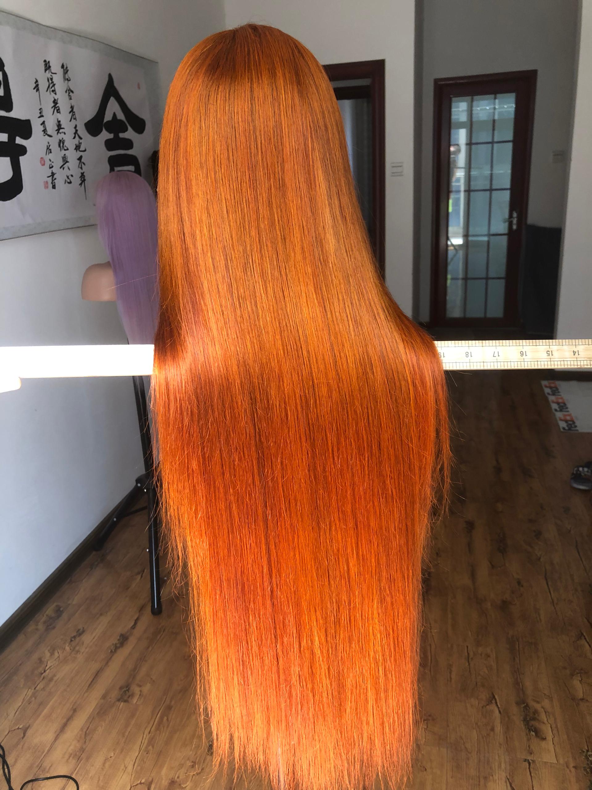 Best Beauty Hair Orange Ginger Color Lace Frontal Wig Silky Straight Human Hair