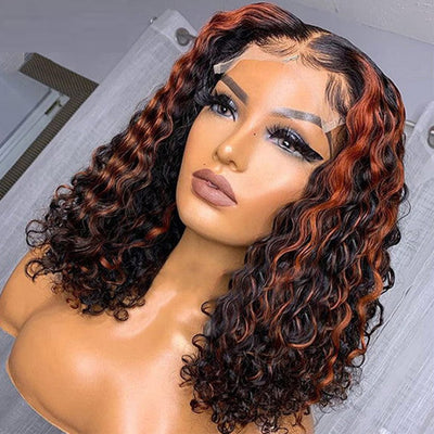 Best Beauty Hair Piano Highlight Color 1B/#350 Lace Closure Bob Wig Human Hair Flash Sale