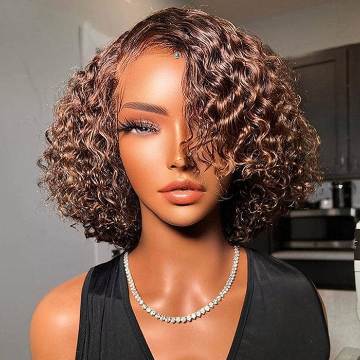 Best Beauty Hair Reddish Brown Color #33 Short Bob Lace Front Wig Human Hair