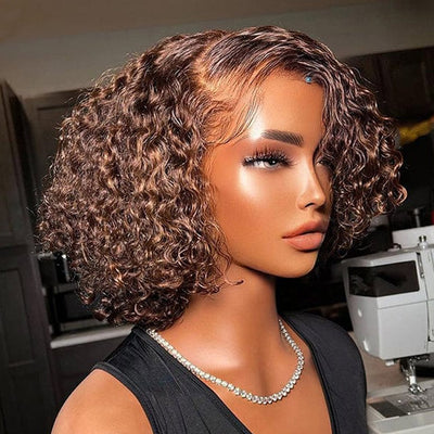 Best Beauty Hair Reddish Brown Color #33 Short Bob Lace Front Wig Human Hair