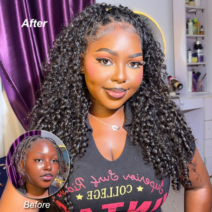Burmese Curly Miracle Knots Crochet Hair Twists Pre-Separated Lightweight Full & Soft Pre-Looped Human Hair Extensions