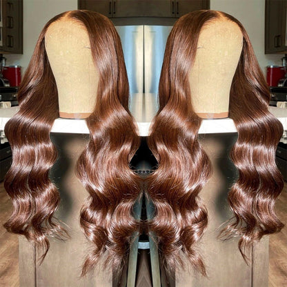 Chocolate Brown Color 4 Transparent Lace Frontal Wig Body Wave Best Beauty Human Hair
