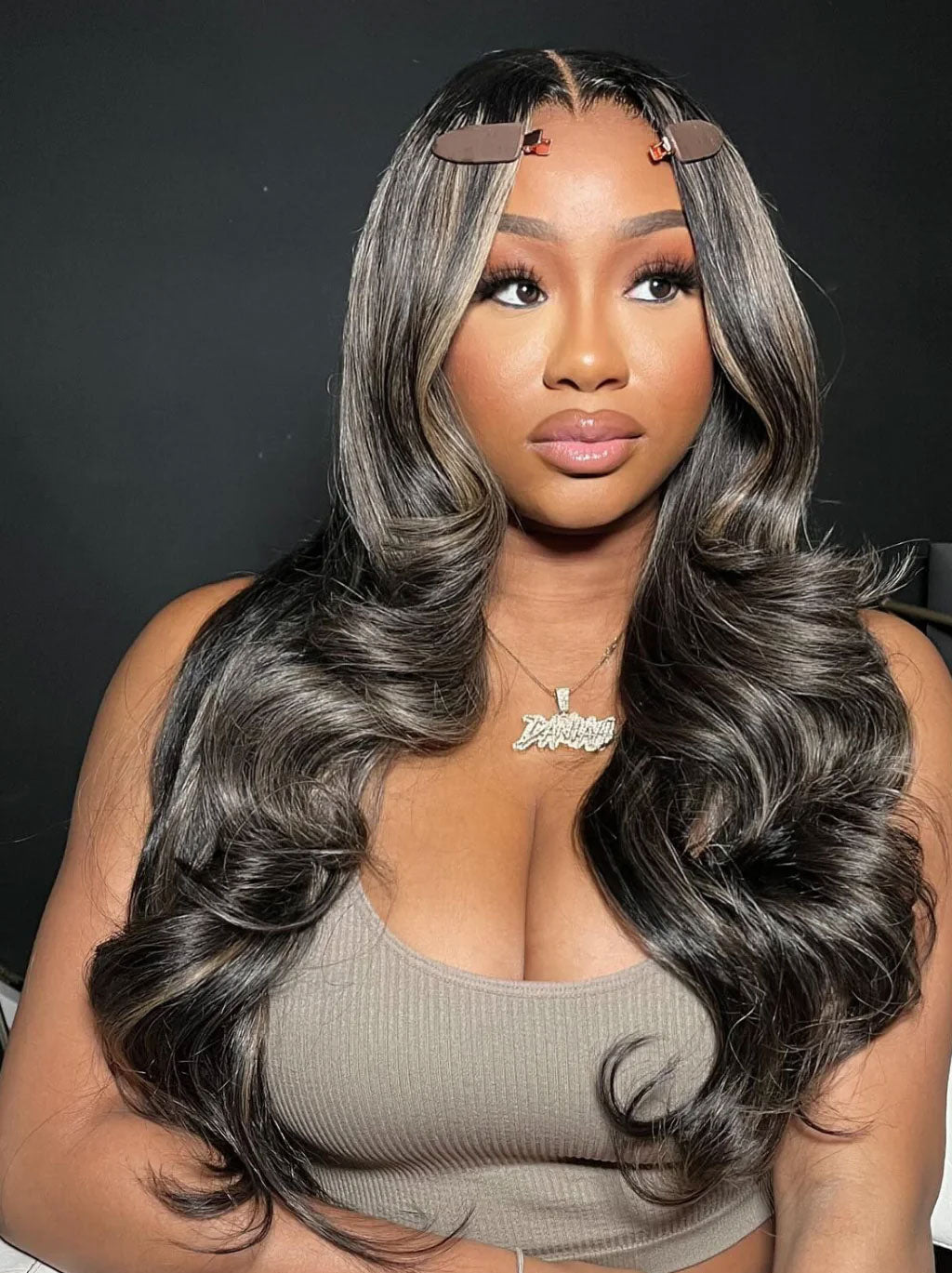 Customized Balayage Brown Blonde Highlight Color Lace Frontal Wig Human Hair
