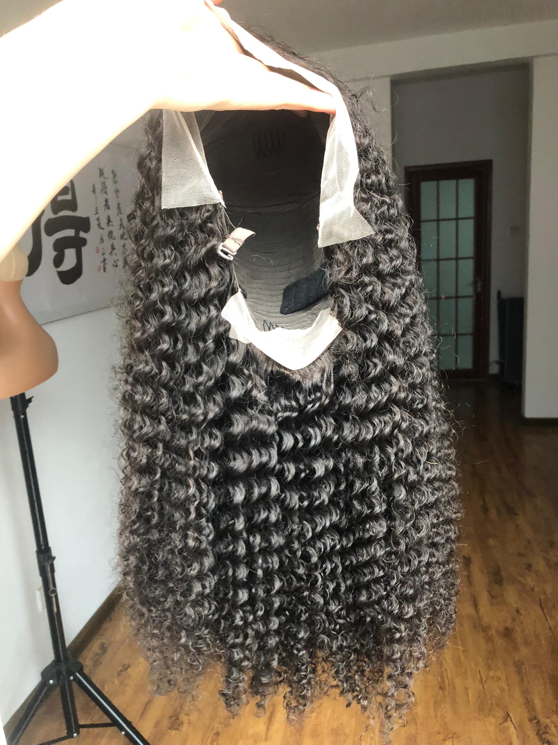 Customized Heavy Density Kinky Curly Lace Frontal Wig Virgin Human Hair