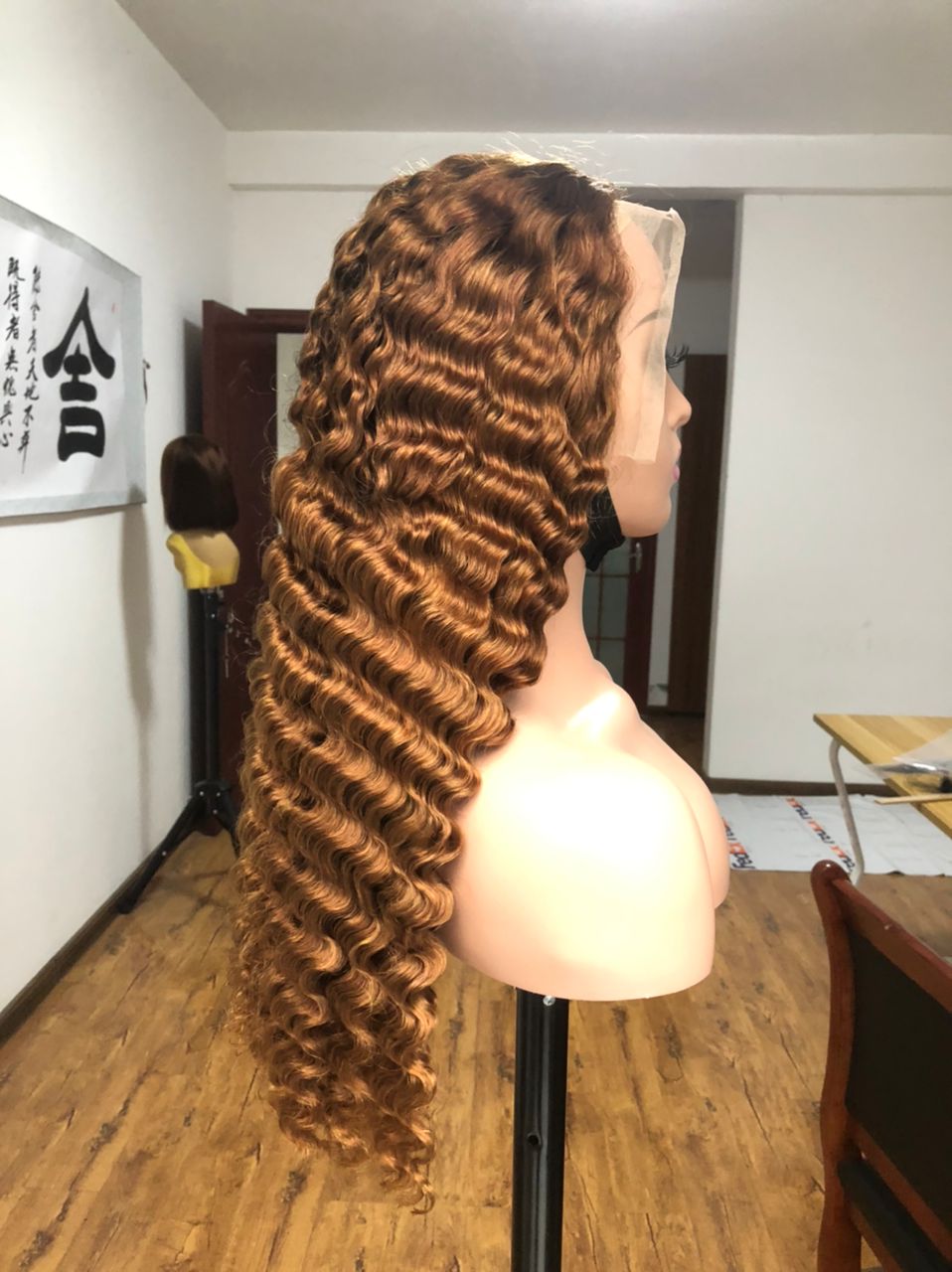 Customized Honey Blonde Color 27 Lace Frontal Wig Deep Wave Human Hair
