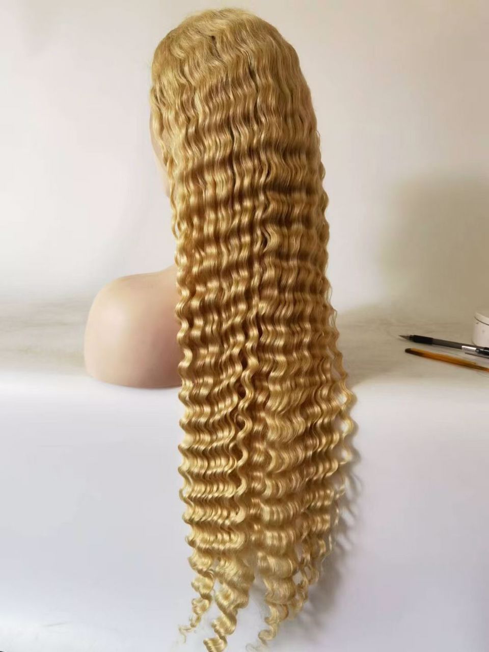 Deep Wave Honey Blonde Color 613 Lace Frontal Wig Best Beauty Virgin Human Hair