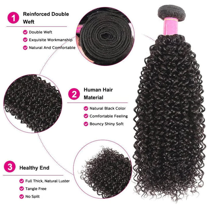 Jerry Curly Transparent Lace Closure with Bundles Best Beauty Virgin Human Hair