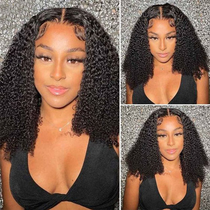 Kinky Curly Short Bob Transparent Lace Frontal Wig Best Beauty Human Hair