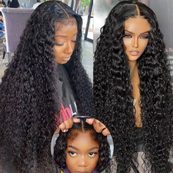 Water Wave 5x5 Glueless HD Lace Closure Wig Wet and Wavy Virgin Human Hair