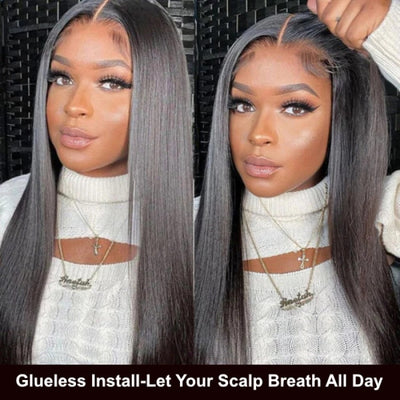 Wear Go 6x4 Glueless Lace Closure Wig Virgin Human Hair Bone Straight