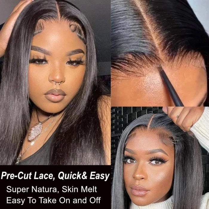 Wear Go 6x4 Glueless Lace Closure Wig Virgin Human Hair Bone Straight