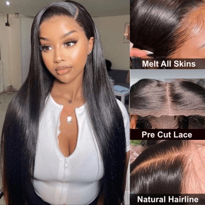 Wear Go 6x4 Glueless Lace Closure Wig Virgin Human Hair Bone Straight