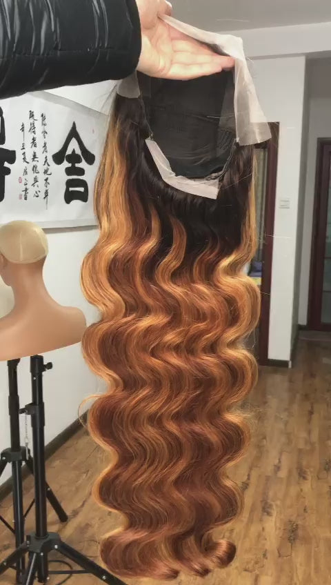 Best Beauty Customized Ombre Highlight Lace Frontal Wig Body Wave Human Hair