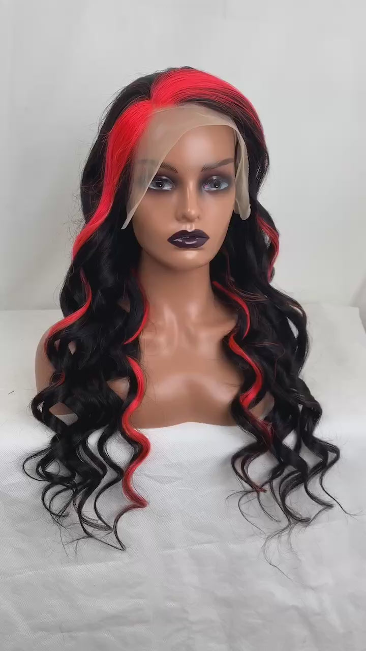 Best Beauty Hair Customized Money Piece Pink Color Lace Frontal Wig