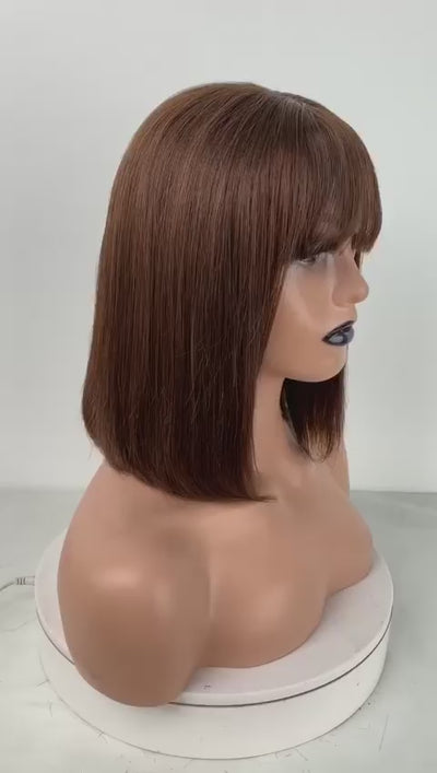 Best Beauty Hair Bob Wig Middle Part with Bangs Human Hair Machine Made Flash Sale