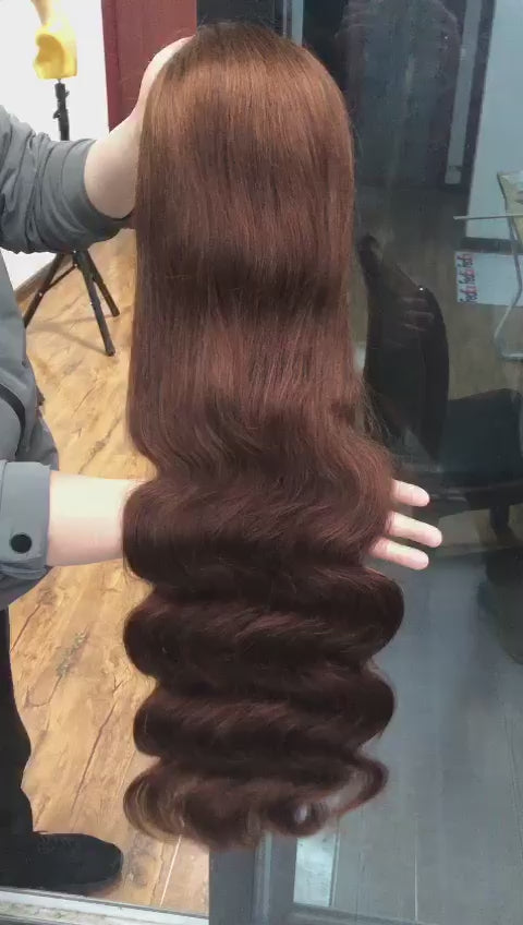 Chocolate Brown Color 4 Transparent Lace Frontal Wig Body Wave Best Beauty Human Hair