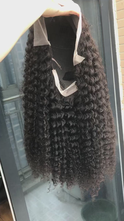 Customized Heavy Density Kinky Curly Lace Frontal Wig Virgin Human Hair