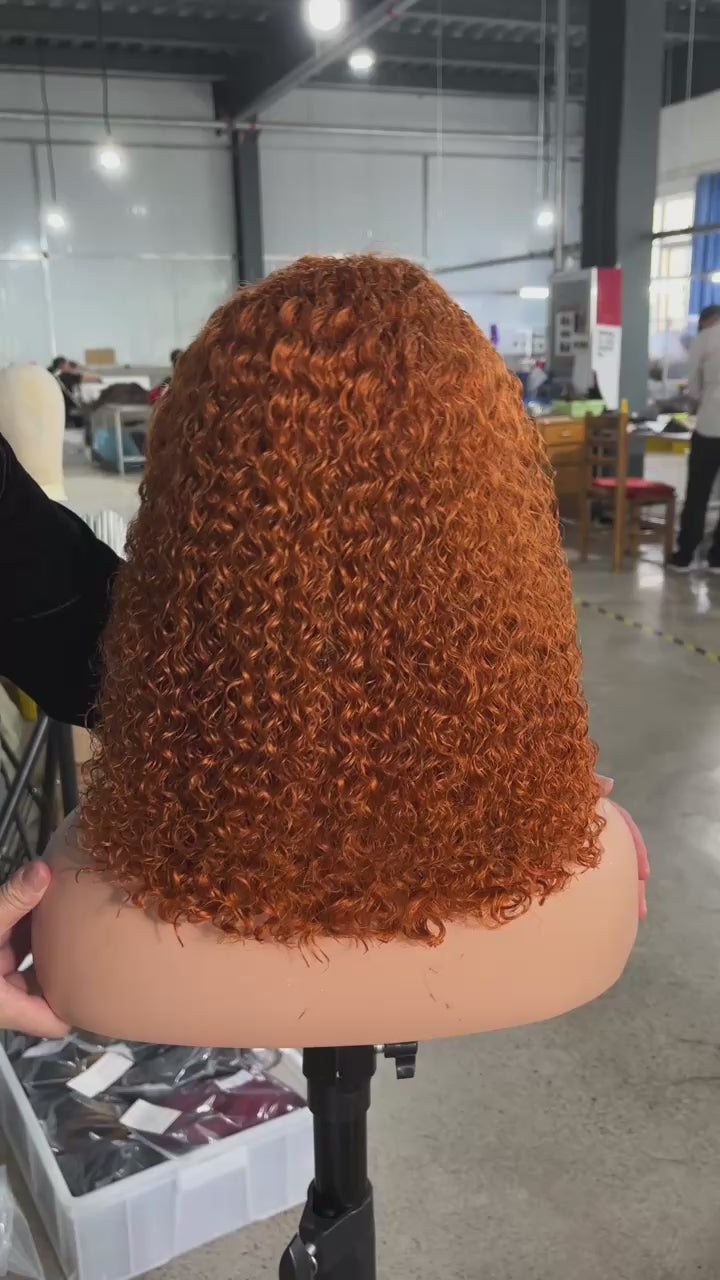 Best Beauty Hair Orange Ginger Color Lace Frontal Bob Wig Human Hair