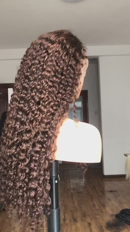 Best Beauty Hair Chocolate Brown Color Lace Frontal Wig Jerry Curl Human Hair