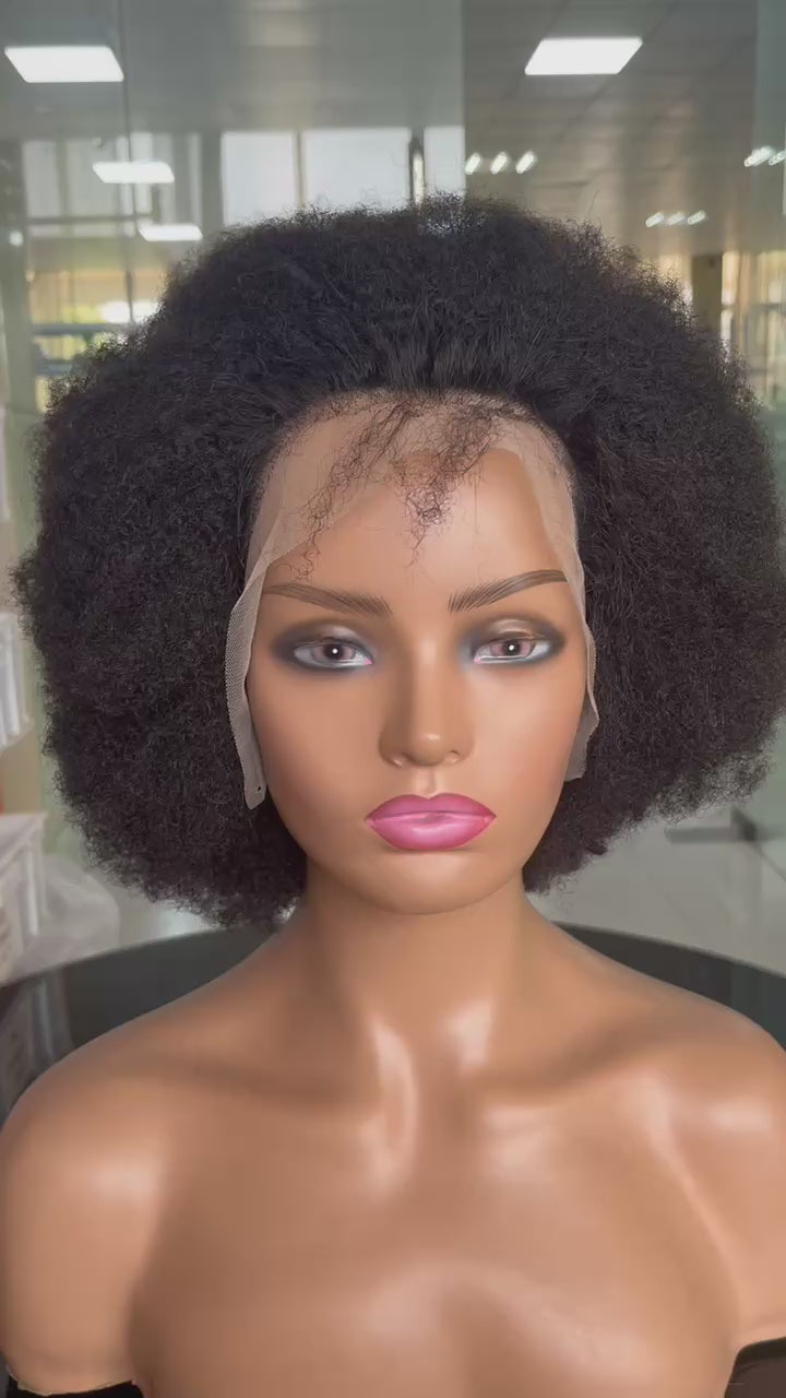 Best Beauty Hair Afro Kinky Short Bob Lace Frontal Wig Virgin Human Hair