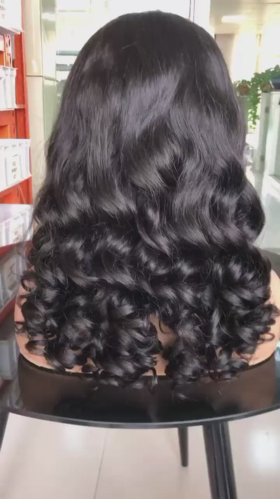 Best Beauty Hair Customized Half Spiral Loose Curl Lace Closure Wig Human Hair