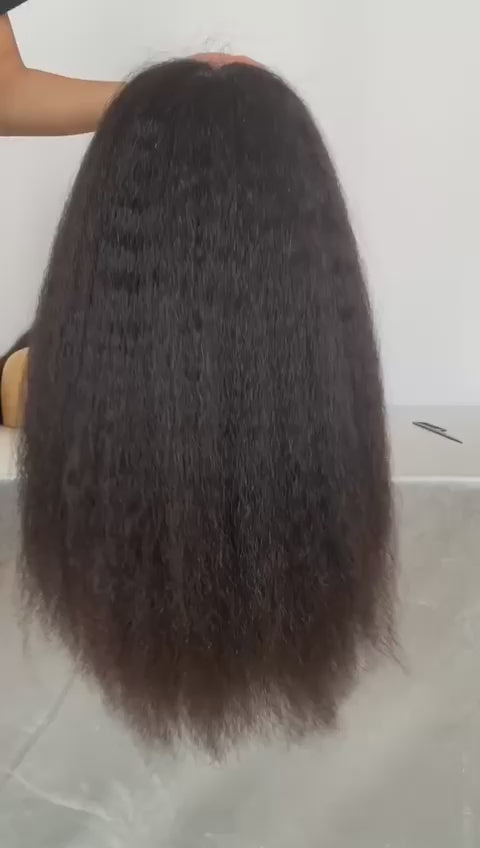 Best Beauty Kinky Straight 13x4 HD Lace Frontal Wig Virgin Human Hair Flash Sale