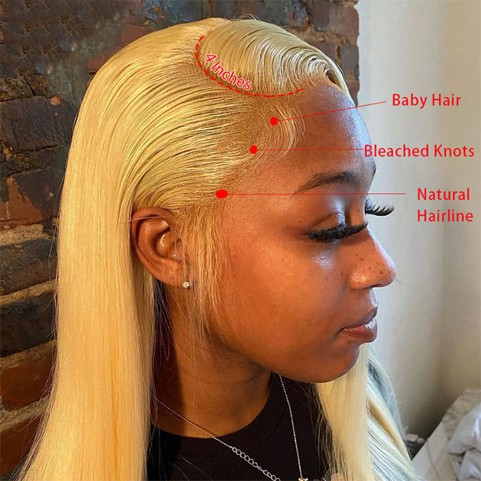 HD Lace Front Wig Honey Blonde Color 613 Silky Straight Virgin Human Hair 10-32 Inches