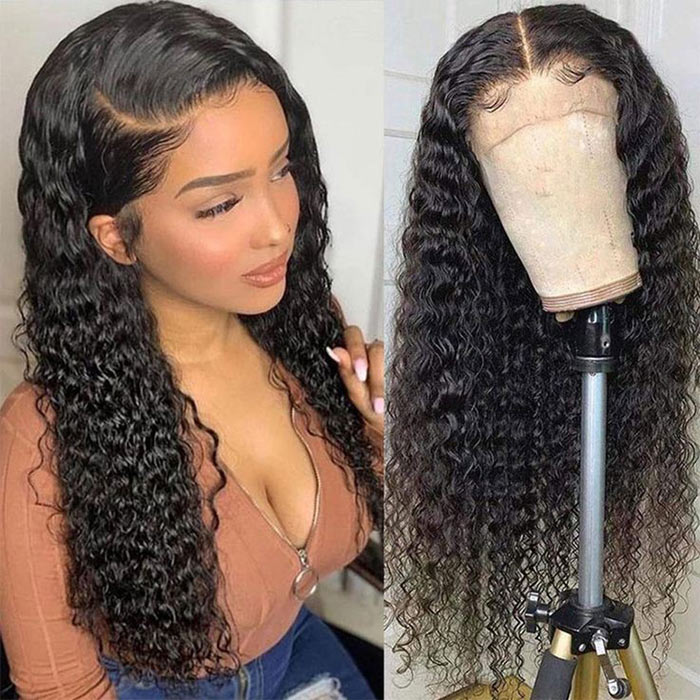 Water Wave 4x4 Lace Closure Wig with Baby Hair 12"-32" Transparent Lace Wigs Human Hair