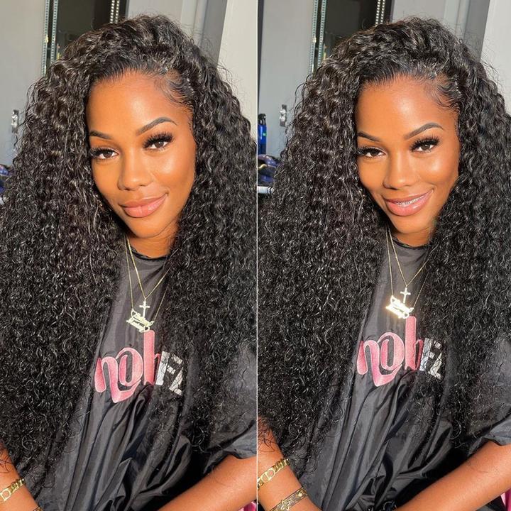 Bouncy Curl 13x6 Lace Frontal Wig Pre Plucked Virgin Human Hair 14"-32" Long Wigs Transparent Lace