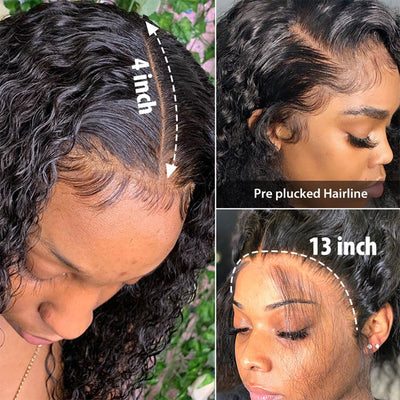 13x4 HD Lace Frontal Wig Virgin Human Hair Water Wave Lace Front Wigs with Baby Hair