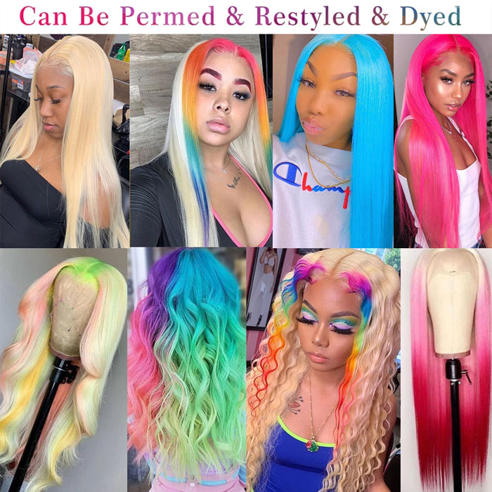 13x4 Lace Front Wig Human Hair Honey Blonde Color 613 Silky Straight Virgin Hair 12-30 Inches