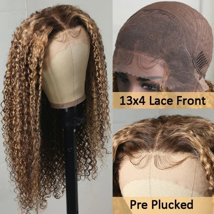 13x4 Lace Frontal Wig Jerry Curl Brown Honey Blonde Human Hair Lace Front Wigs Ombre Highlight Best Beauty Hair