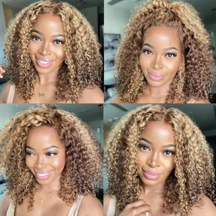 13x4 Lace Frontal Wig Jerry Curl Brown Honey Blonde Human Hair Lace Front Wigs Ombre Highlight Best Beauty Hair